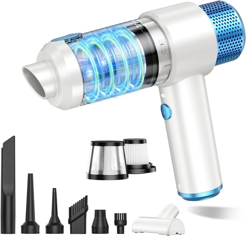JONYJ Handheld Car Vacuum Cleaner, 16000PA Hand Held Vacuum Portable Cordless, 2 in 1 Air Duster and Vacuum Cleaner with LED Light, Multi-Nozzles, 120W High Power Mini Vacuum for Home, Pet, Office - Image 1